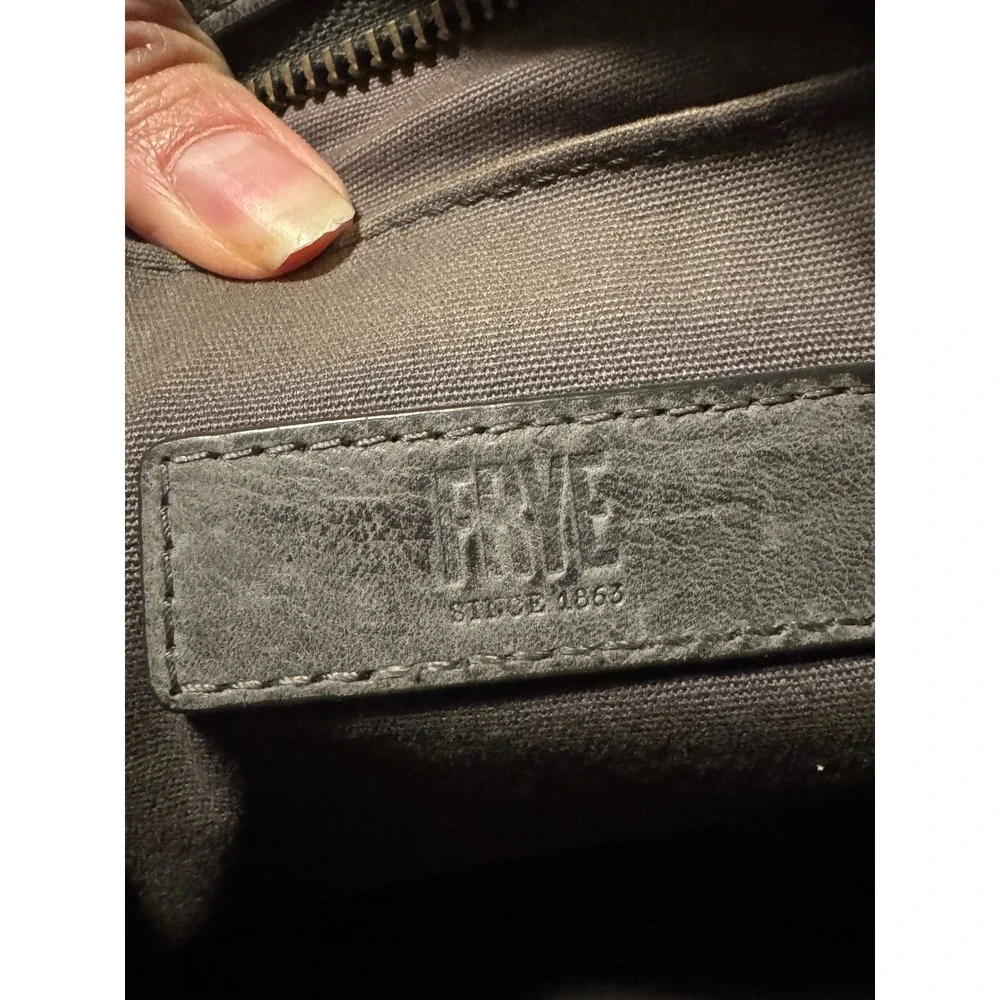 Frye Logan Leather Work Bag Briefcase Slate Grey Distressed Messenger Bag